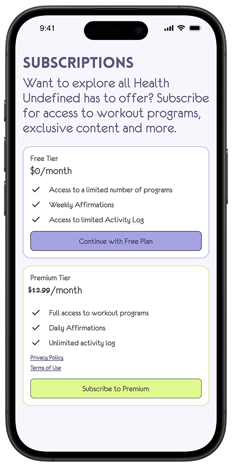 Mobile app screenshot showing a list of workout program cards