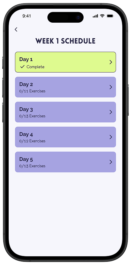 Mobile app screenshot of splash page with woman in pink workout set raising her arms over her head