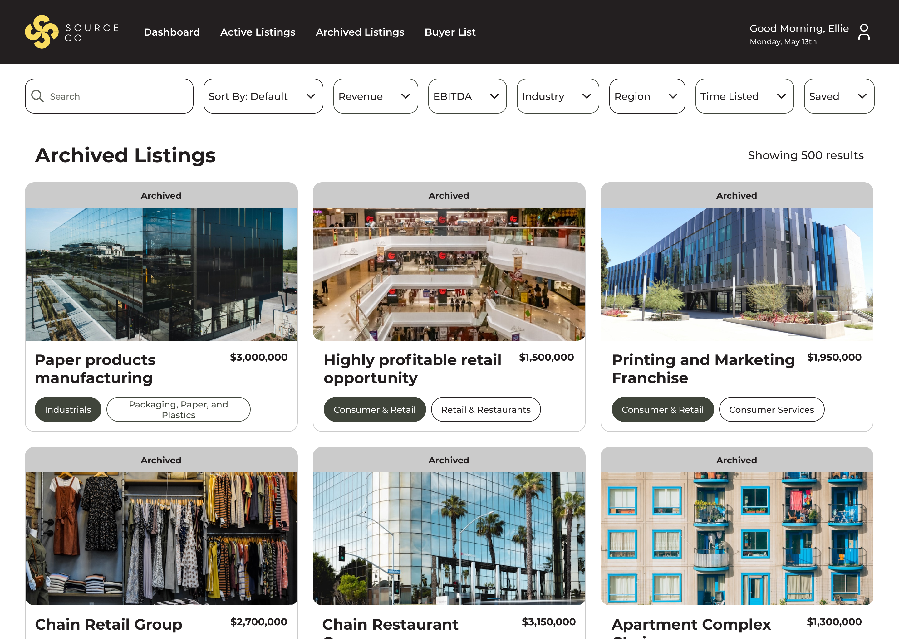 Desktop screenshot of archived listings